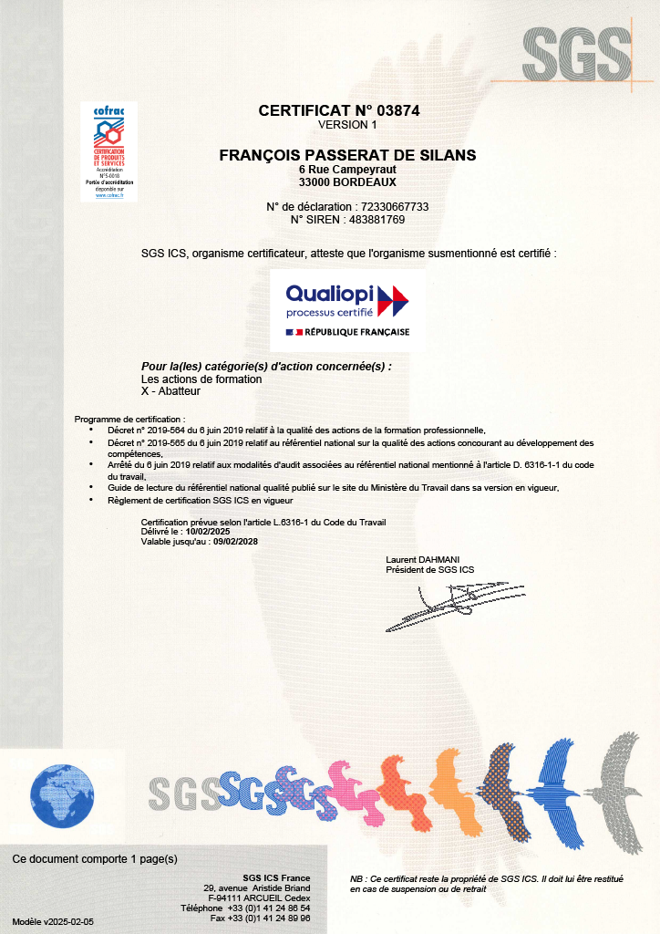 Certificat Qaliopi François Passerat de Silans